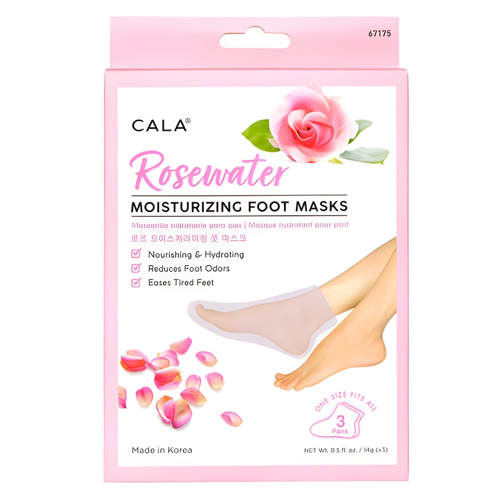 CALA ROSEWATER MOISTURIZING FOOT MASKS 3PAIRS